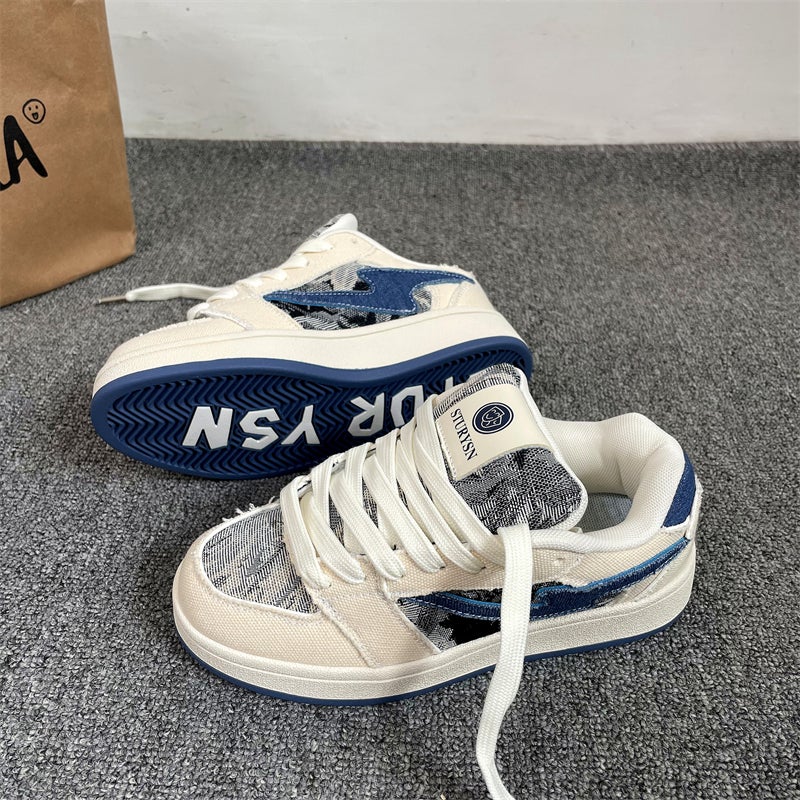Hong Kong Style Platform Bread Shoes Men'S Ins National Fashion 2025 Couple Casual Sports Shoes Student Board Shoes - Image 2