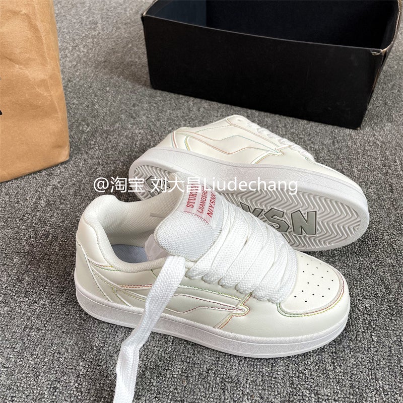 Hong Kong Style Platform Bread Shoes Men'S Ins National Fashion 2025 Couple Casual Sports Shoes Student Board Shoes - Image 1