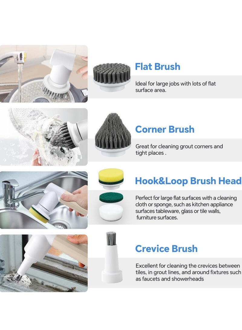 عام فرشاة تنظيف إلكترونية مع 6 فرش بديلة، فرشاة كهربائية تدور 360 درجة، لاسلكية، سرعتان للتعديل، مناسبة لأرضيات الزجاج/البلاط في حوض المطبخ/الحمام - Image 3
