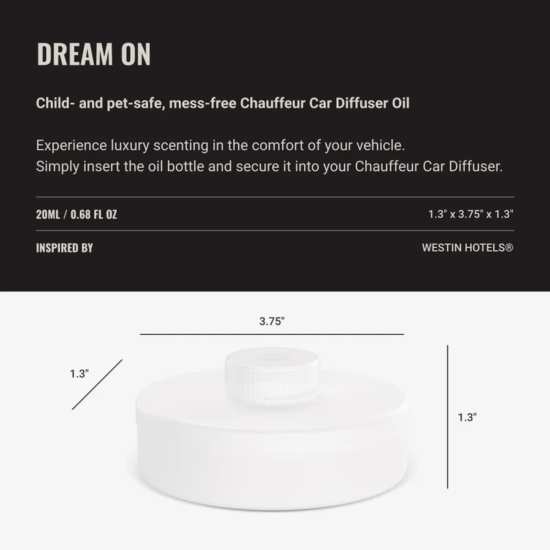 Hotel Collection  Chauffeur Smart Car Diffuser Oil - Dream On - Premium Car Air Freshener Cartridge - White Tea, Aloe Vera, and Cedar - Essential Oils - Cars, Trucks, SUVs, RVs & More  | Best Price UAE