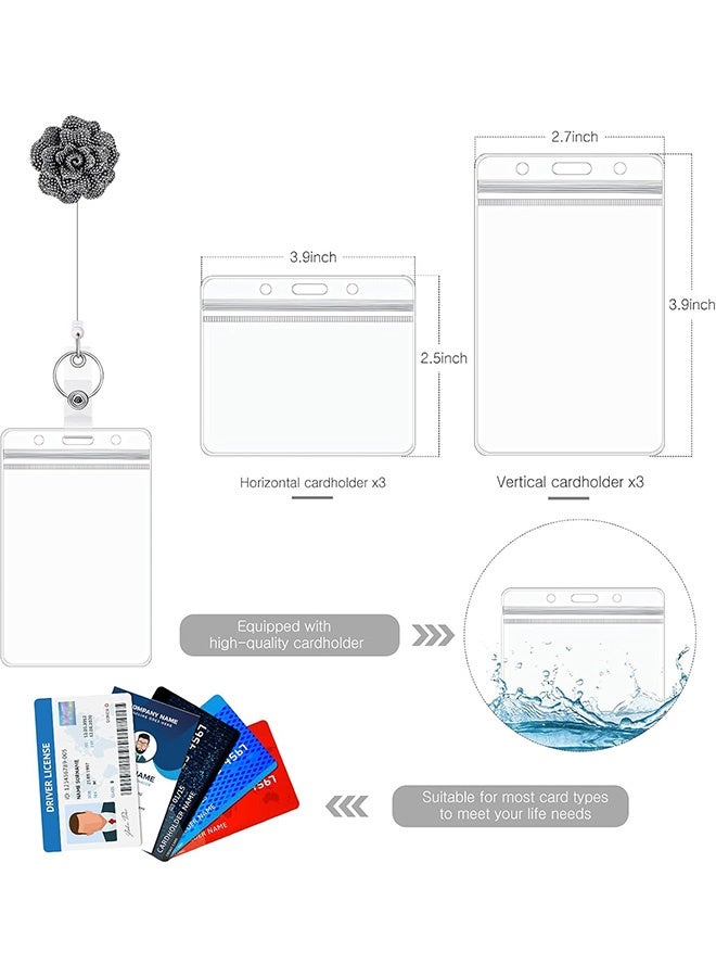 كوانتوم 3 PCS بطاقة بطاقة هوية حامل شارة ، بكرات شارة قابلة للسحب روز ممرضة معرف حامل الشارة بكرة ، واقي بطاقة الحبل القابلة للإزالة للمكتب ممرضة المعلم الطالب - Image 4
