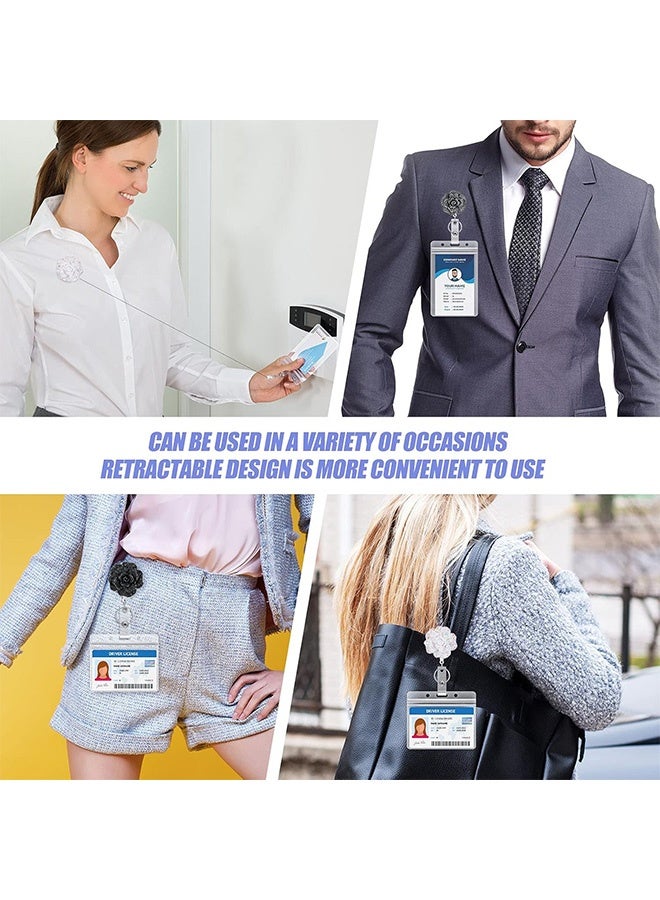 كوانتوم 3 PCS بطاقة بطاقة هوية حامل شارة ، بكرات شارة قابلة للسحب روز ممرضة معرف حامل الشارة بكرة ، واقي بطاقة الحبل القابلة للإزالة للمكتب ممرضة المعلم الطالب - Image 5