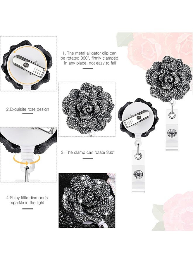 كوانتوم 3 PCS بطاقة بطاقة هوية حامل شارة ، بكرات شارة قابلة للسحب روز ممرضة معرف حامل الشارة بكرة ، واقي بطاقة الحبل القابلة للإزالة للمكتب ممرضة المعلم الطالب - Image 3