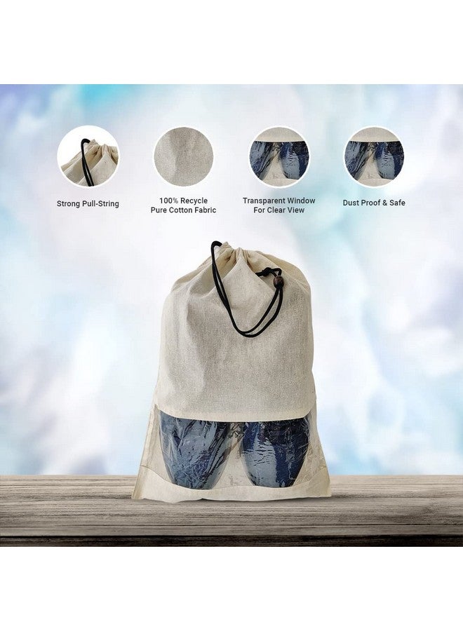 Sio حقائب أحذية SIO أكياس غطاء أحذية للسفر لأساسيات السفر غطاء أحذية حقيبة حبل منظم متينة واحدة شفافة للنساء والرجال ملحقات السفر تنظيم الأحذية (عبوة من 12) - Image 5