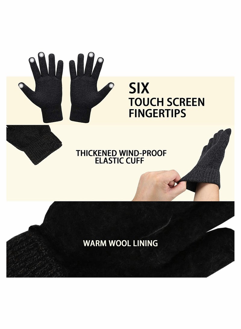 KASTWAVE Beanie Hat Scarf Touchscreen Gloves Set(Dark Gray) - Image 4