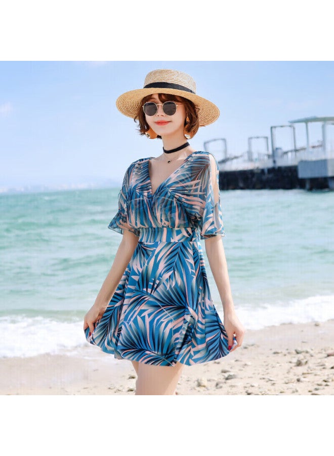 Skin-friendly Yifu Sun Protection Swimsuit For Women, Fashionable And Tummy-covering, Slimming, Conservative, Plus Size, Ladies' Hot Spring Skirt-style One-piece Boyshort Swimwear - Image 4