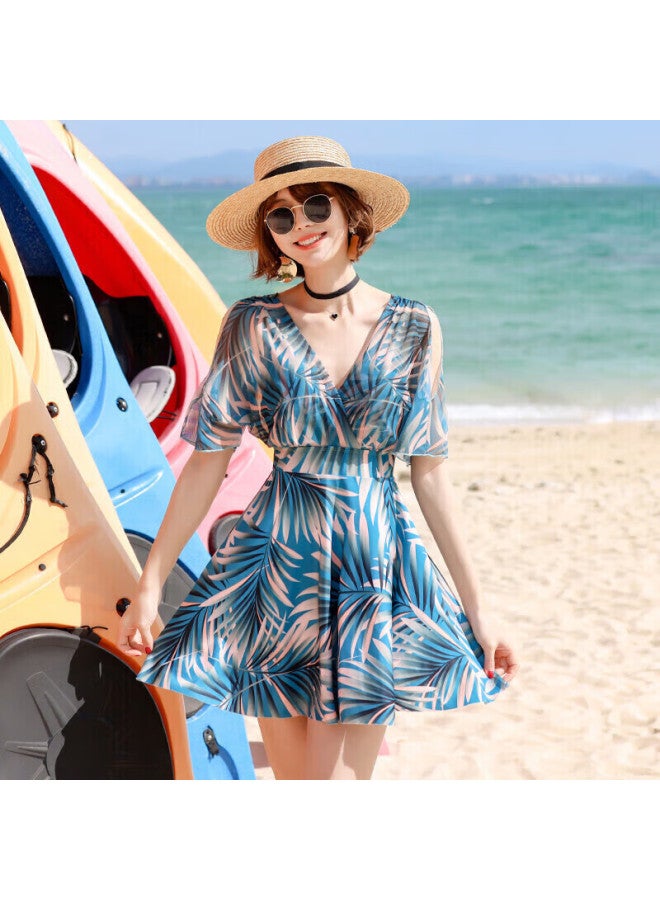 Skin-friendly Yifu Sun Protection Swimsuit For Women, Fashionable And Tummy-covering, Slimming, Conservative, Plus Size, Ladies' Hot Spring Skirt-style One-piece Boyshort Swimwear - Image 5