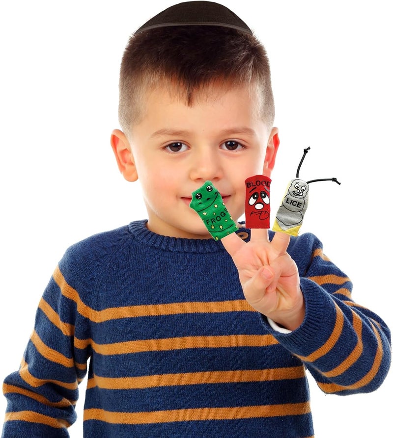 Rite Lite Judaic Plush Passover Finger Puppets Set - 10 Plagues Educational Toy - Image 2