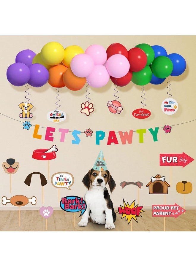 Party Propz Party Propz Dog Birthday Decorations -56Pcs Dog Birthday Accessories | Lets Pawty Balloon | Dog Party Hat | Dog Birthday Cap | Dog Party Swirls | Dog Birthday Propz | Lets Pawty Banner Cardstock - Image 1