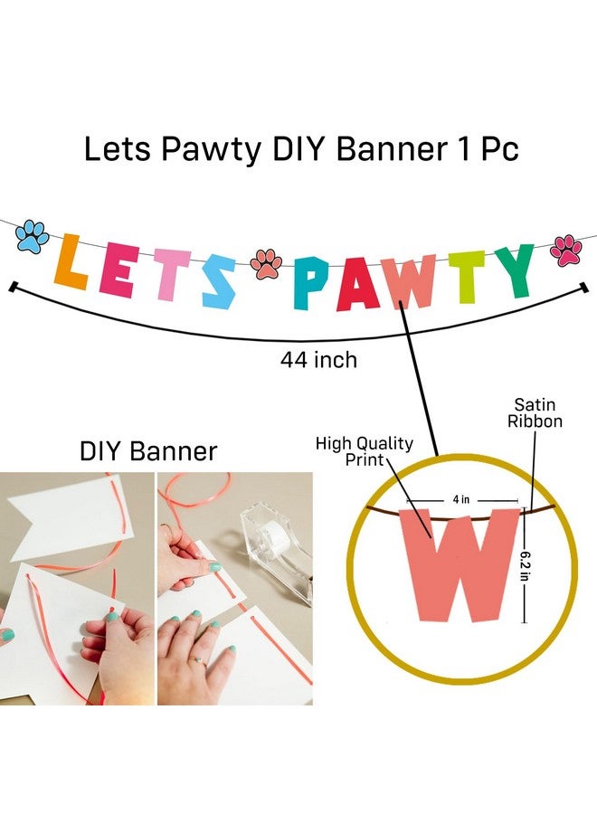 Party Propz Party Propz Dog Birthday Decorations -56Pcs Dog Birthday Accessories | Lets Pawty Balloon | Dog Party Hat | Dog Birthday Cap | Dog Party Swirls | Dog Birthday Propz | Lets Pawty Banner Cardstock - Image 3