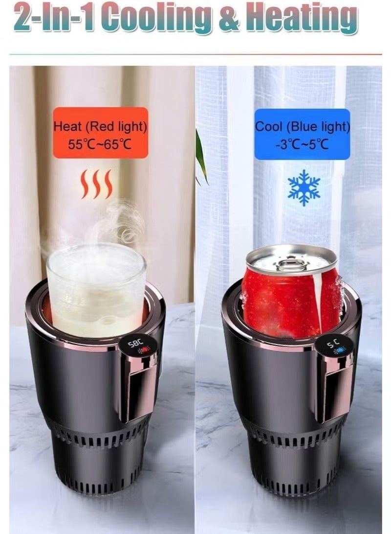 DENX Auto Cooling and Heating Cup Holder for Car 12V Portable Electric Drink Warmer and Cooler Smart Thermoelectric Mug Holder for Hot and Cold Beverages Travel Office Desk Universal Fit - Image 2