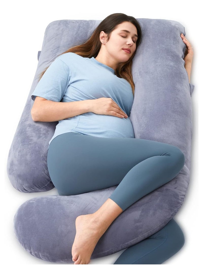 Pregnancy Pillows, U Shaped Full Body Maternity Pillow with Removable Cover, Grey Pregnant Support Pillow for Sleeping（ Grey） - Image 1