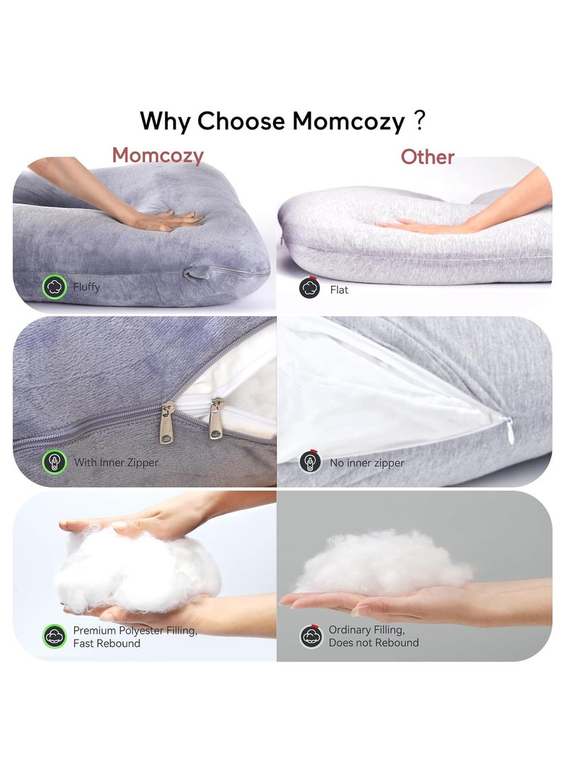 Pregnancy Pillows, U Shaped Full Body Maternity Pillow with Removable Cover, Grey Pregnant Support Pillow for Sleeping（ Grey） - Image 5