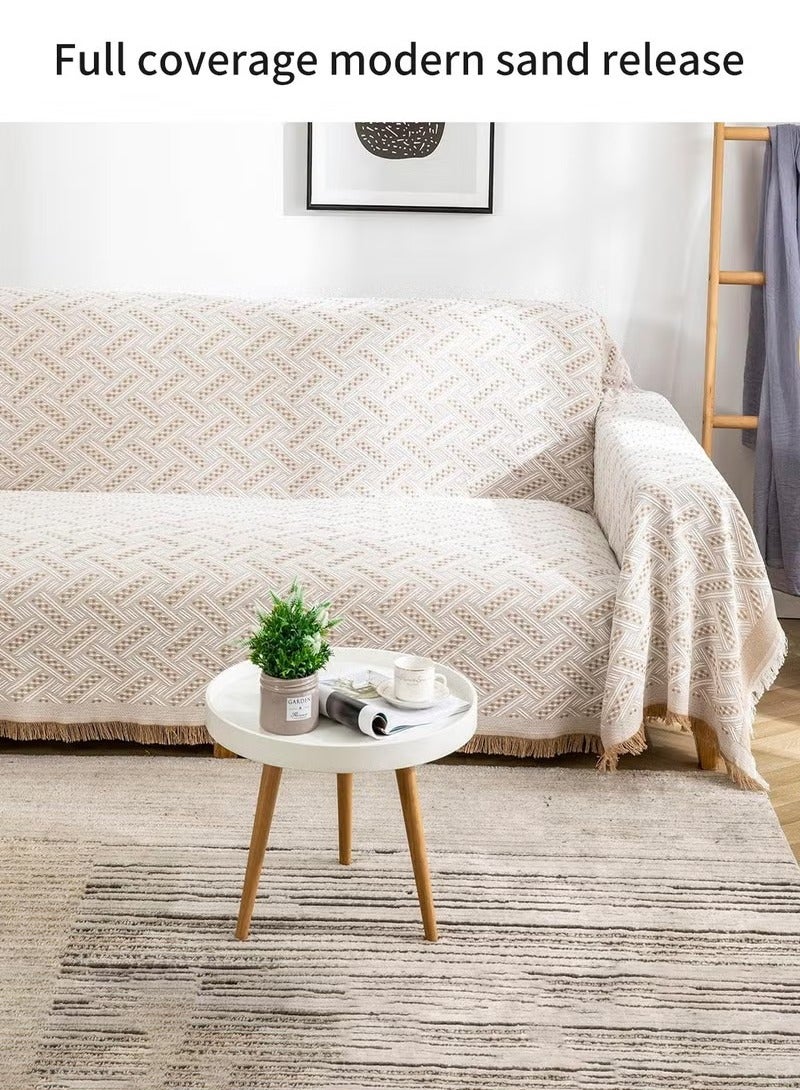 XiuWoo 3 Seat Oversized Sofa Cover Soft Four Seasons Universal Sofa Cover Fashion Geometric Pattern All-Inclusive Sofa Cover Furniture Cover, 180*300 CM - Image 3