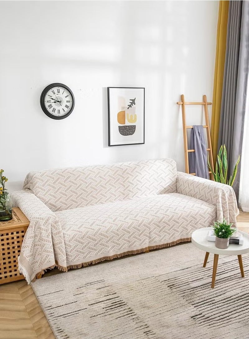 XiuWoo 3 Seat Oversized Sofa Cover Soft Four Seasons Universal Sofa Cover Fashion Geometric Pattern All-Inclusive Sofa Cover Furniture Cover, 180*300 CM - Image 2