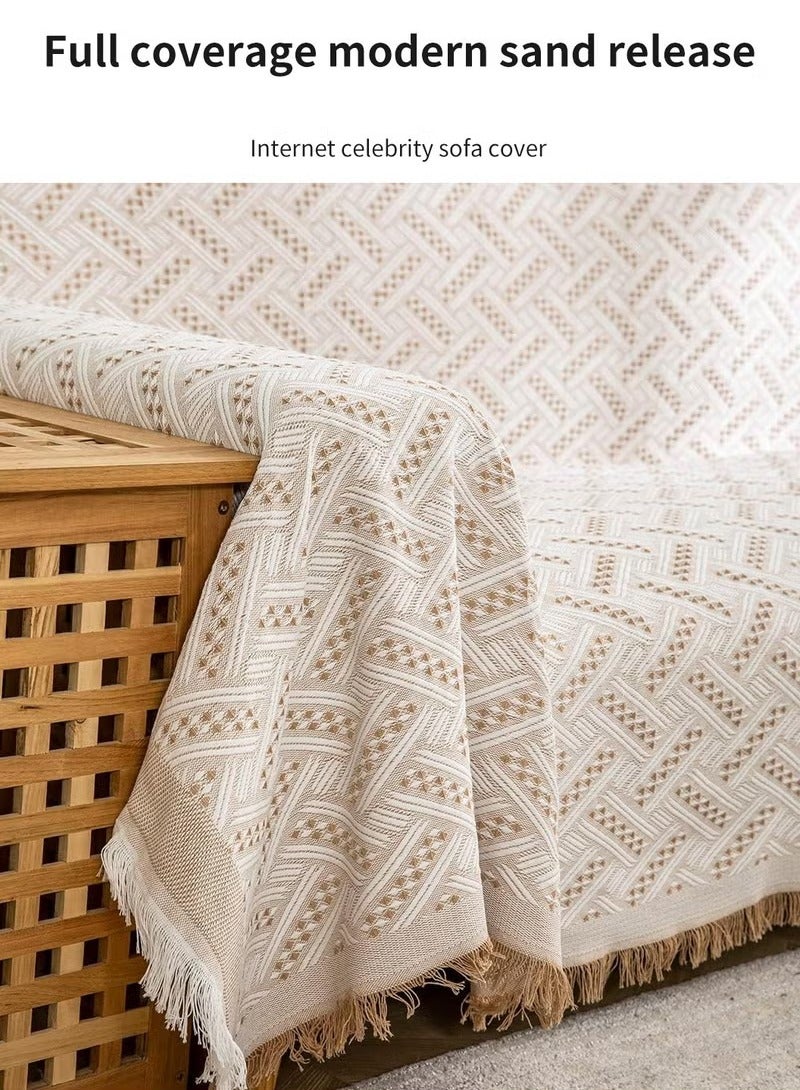 XiuWoo 3 Seat Oversized Sofa Cover Soft Four Seasons Universal Sofa Cover Fashion Geometric Pattern All-Inclusive Sofa Cover Furniture Cover, 180*300 CM - Image 4