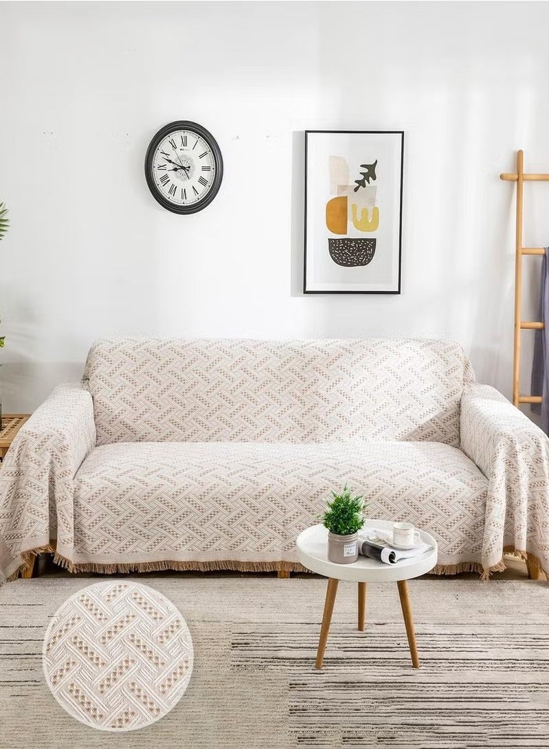 XiuWoo 3 Seat Oversized Sofa Cover Soft Four Seasons Universal Sofa Cover Fashion Geometric Pattern All-Inclusive Sofa Cover Furniture Cover, 180*300 CM - Image 1