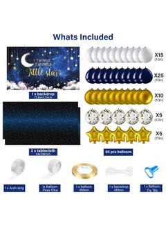 Maitys Twinkle Twinkle Little Star Baby Shower Decorations Navy Blue White Confetti Gold Foil Balloon Arch Kit Twinkle Twinkle Little Star Backdrop Space Tablecloth For Baby Shower Birthday Party Supplies  - Image 3