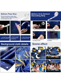 Maitys Twinkle Twinkle Little Star Baby Shower Decorations Navy Blue White Confetti Gold Foil Balloon Arch Kit Twinkle Twinkle Little Star Backdrop Space Tablecloth For Baby Shower Birthday Party Supplies  - Image 5