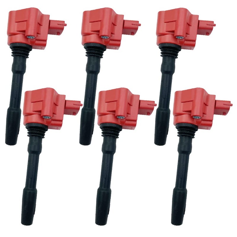 6PCS ARKAUTO HIGH ENERGY RED TOP IGNITION COIL 000288233 FOR MASERATI Ghibli S Q4 Ghibli S Ghibli Levante S Levante Quattroporte Quattroporte GTS 30T 38TM156M157
