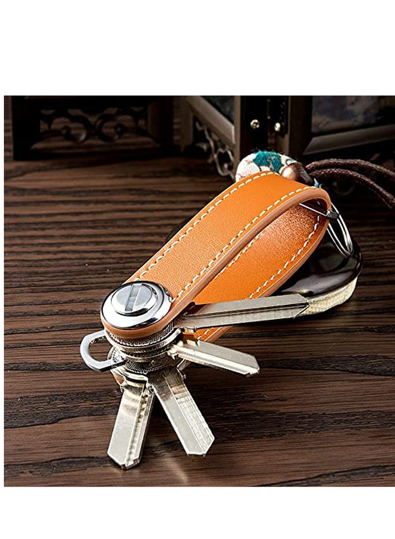 Excefore Smart Key Organizer Compact Key Holder Leather Keychain Folding Pocket Key Holder Chain - Image 5