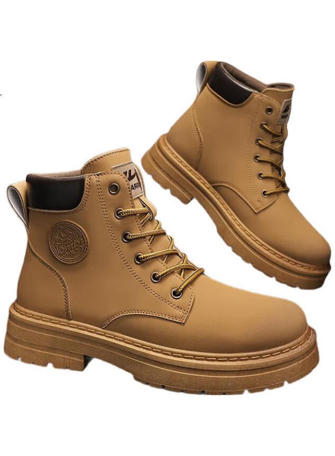 Pull Back أحذية هويلي للرجال، أحذية مارتن عالية الكعب بأسلوب بريطاني عصري، أحذية عمل، أحذية كاجوال، كاكي، مقاس 37 - Image 2