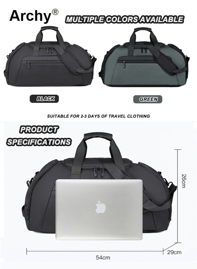 Archy 3-in-1 Large Capacity Sports & Travel Duffle Bag - Waterproof Gym Backpack with Shoe Compartment & Wet Pocket Gym Bags For Men & Women Sports Duffel Bags Travel Backpack Weekender Bag Overnight Bag - Image 5