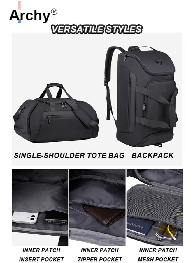 Archy 3-in-1 Large Capacity Sports & Travel Duffle Bag - Waterproof Gym Backpack with Shoe Compartment & Wet Pocket Gym Bags For Men & Women Sports Duffel Bags Travel Backpack Weekender Bag Overnight Bag - Image 2