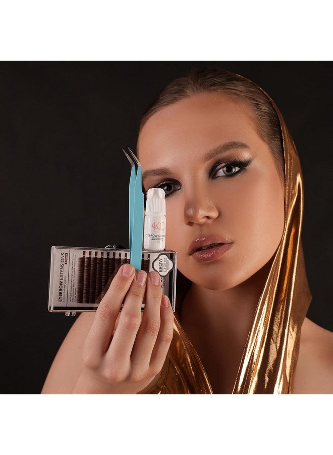 KC Republic Eyebrow Extensions Kit With 1 X Trays Of Mink Eyebrows In Brown Comes On Mixed Length Trays 5-8 Mm Mix, Eyebrow Extension Glue Clear & Extension Tweezers (Brown, Pink Tweezer) - Image 4