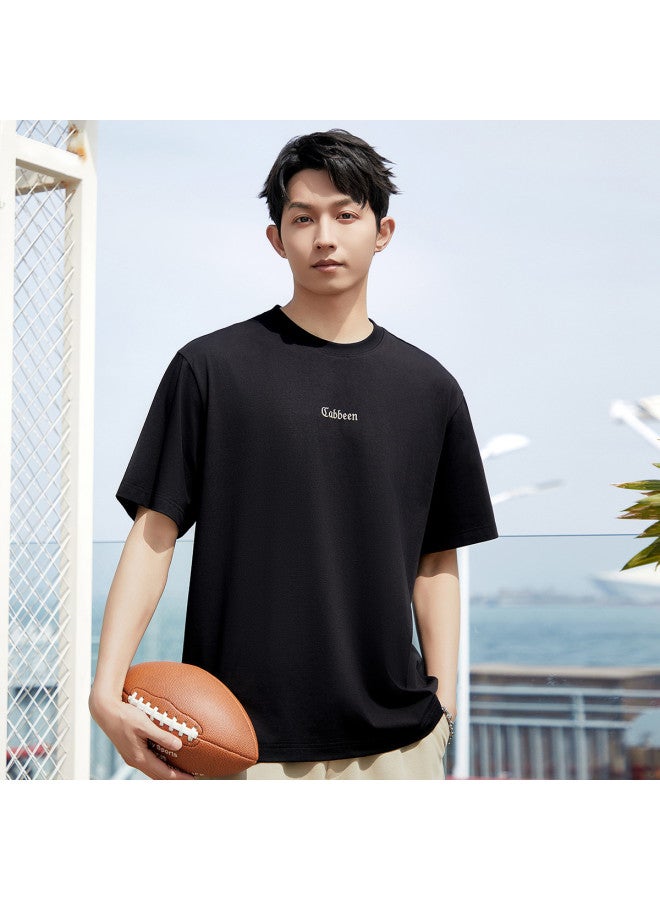 Cabbeen Short Sleeve Men's T-shirt High-frequency Logo Loose Fit T-shirt Men's Short Sleeve - Image 2
