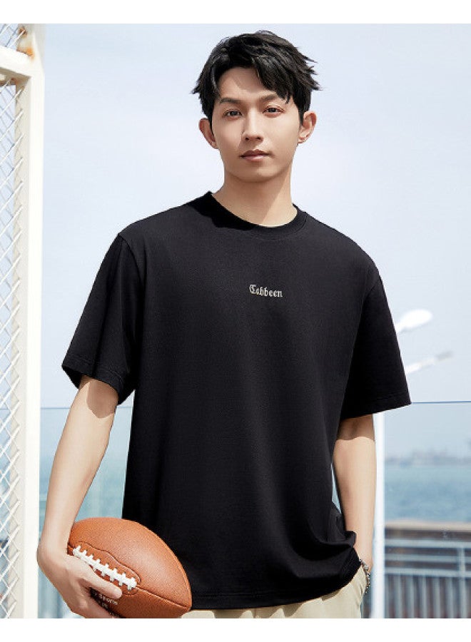 Cabbeen Short Sleeve Men's T-shirt High-frequency Logo Loose Fit T-shirt Men's Short Sleeve - Image 1