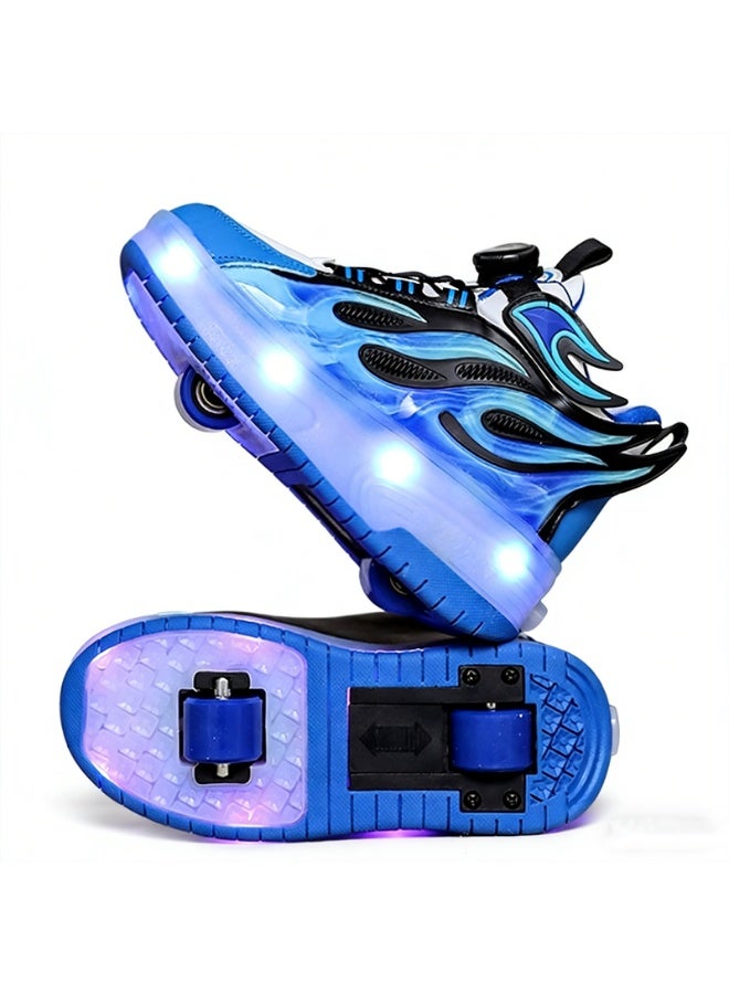 فتيرلي أحذية التزلج للأطفال، بعجلات مزدوجة الأمامية والخلفية مع إضاءة LED، حذاء التزلج الكهربائي للبنين والبنات - Image 1