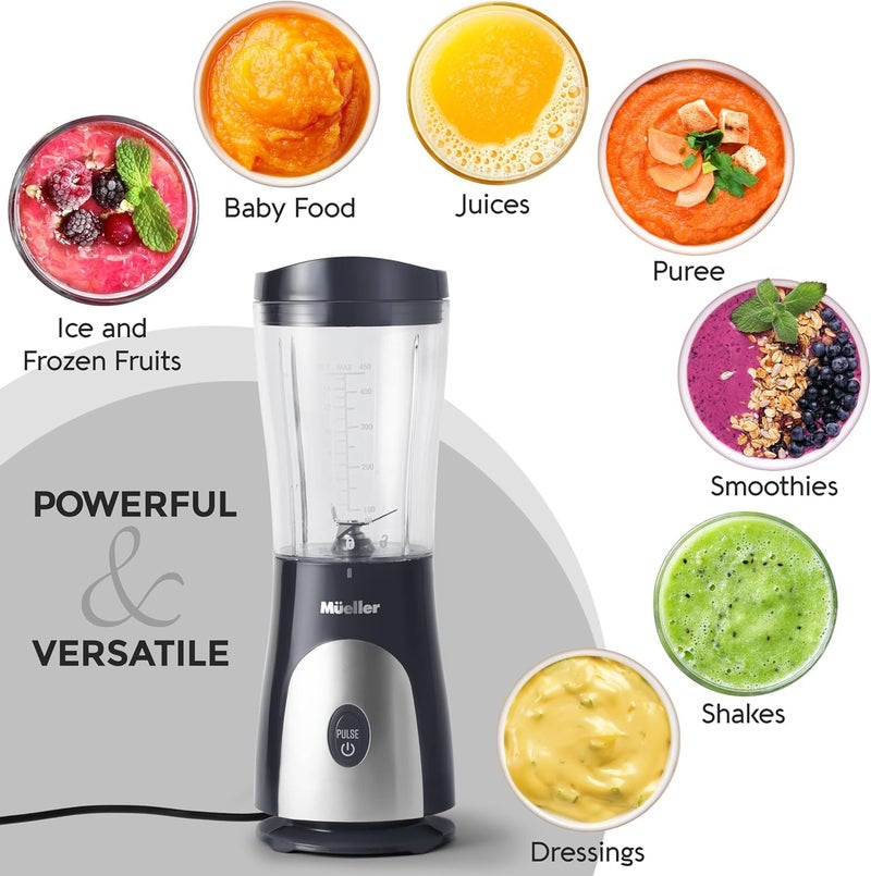 Mueller Smoothie Blender for Smoothies - Personal Blender for Shakes, Frozen Drinks, Baby Food & More, 15oz Travel Cup and Lid, Durable Stainless Steel Blades for Powerful Blending Performance - Image 5