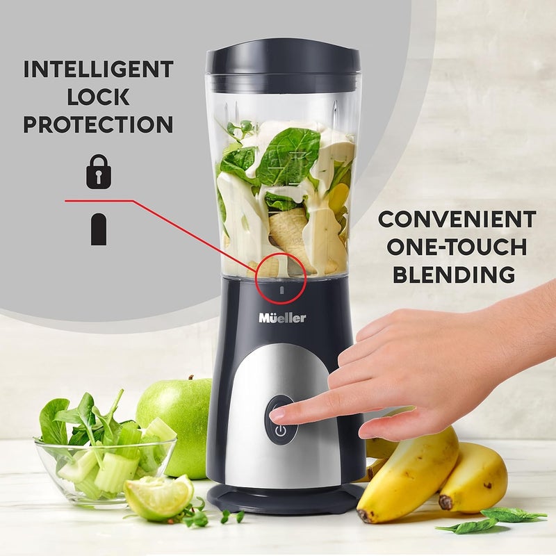 Mueller Smoothie Blender for Smoothies - Personal Blender for Shakes, Frozen Drinks, Baby Food & More, 15oz Travel Cup and Lid, Durable Stainless Steel Blades for Powerful Blending Performance - Image 4