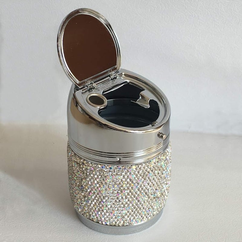 JMBL كريستال أبيض منفضة سجائر مع غطاء محمولة للفناء الخارجي الداخلي للمنزل والمكتب وديكور السيارة - Image 3