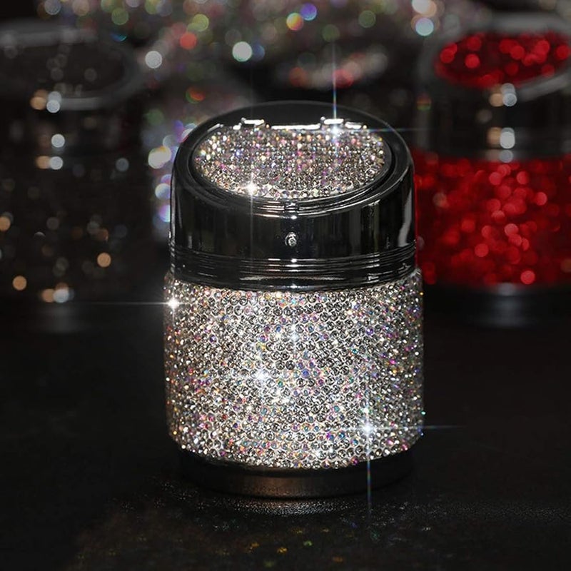 JMBL كريستال أبيض منفضة سجائر مع غطاء محمولة للفناء الخارجي الداخلي للمنزل والمكتب وديكور السيارة - Image 1