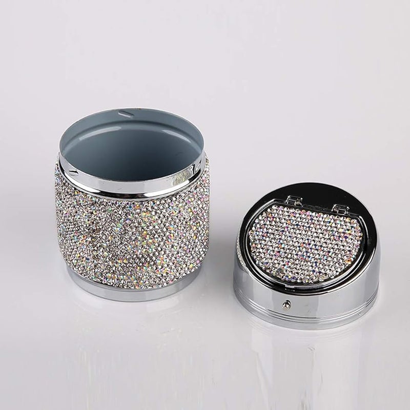 JMBL كريستال أبيض منفضة سجائر مع غطاء محمولة للفناء الخارجي الداخلي للمنزل والمكتب وديكور السيارة - Image 5