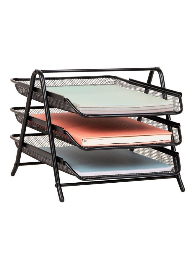 Mind Reader Desk Organizer with 3 Sliding Trays for Letters, Documents, Mail, Files, Paper, Black - Image 1