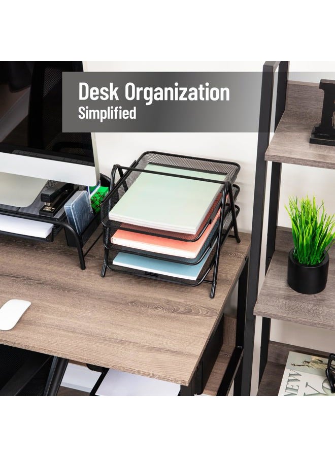 Mind Reader Desk Organizer with 3 Sliding Trays for Letters, Documents, Mail, Files, Paper, Black - Image 2