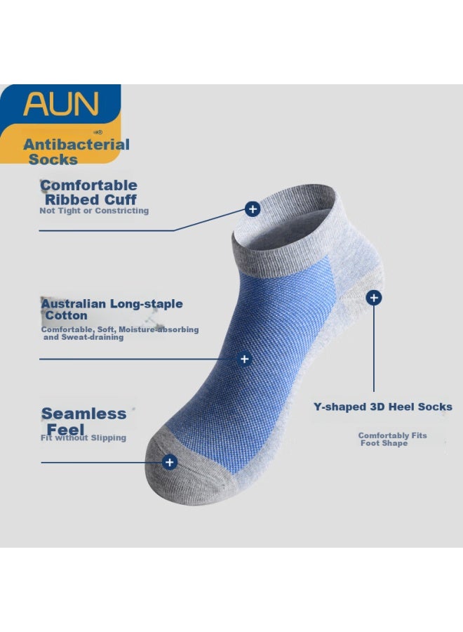 Aun Men's Antibacterial Breathable Low-cut Silver Ion Odor-resistant Socks One Size - Image 2