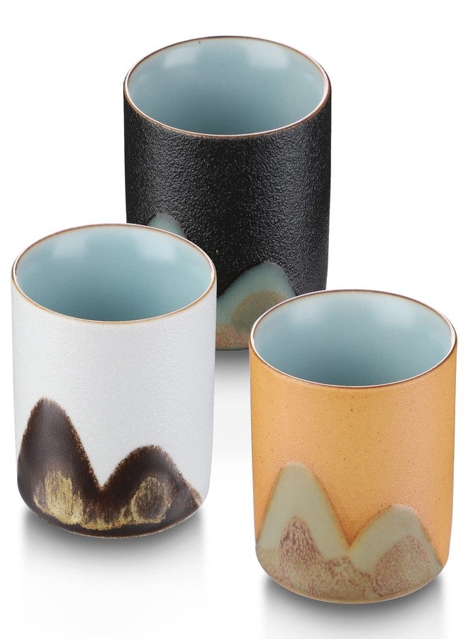 Evannt Ceramic Tea Cups Chinese Tea Cup Set of 3 Small Japanese Tea Cups Porcelain Sake Cup Kung Fu Tea Set Retro Style (Style 1#) - Image 1