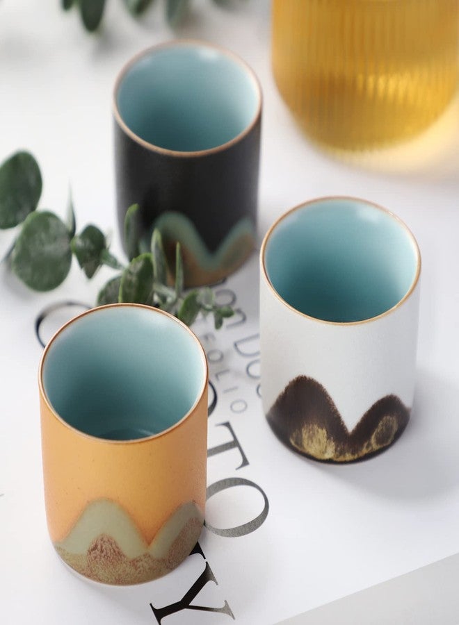 Evannt Ceramic Tea Cups Chinese Tea Cup Set of 3 Small Japanese Tea Cups Porcelain Sake Cup Kung Fu Tea Set Retro Style (Style 1#) - Image 5