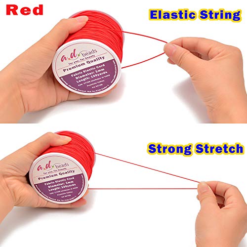 AD Beads 120 Yards 1.0MM Red Elastic Cord for Beading,Bracelets,Jewelry Making,120 Yards (Red) - Image 5