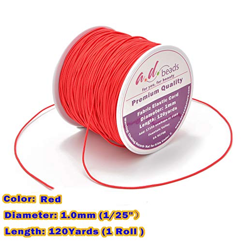 AD Beads 120 Yards 1.0MM Red Elastic Cord for Beading,Bracelets,Jewelry Making,120 Yards (Red) - Image 4