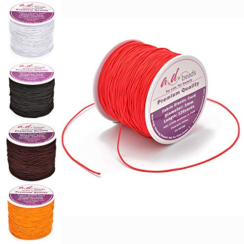 AD Beads 120 Yards 1.0MM Red Elastic Cord for Beading,Bracelets,Jewelry Making,120 Yards (Red) - Image 2