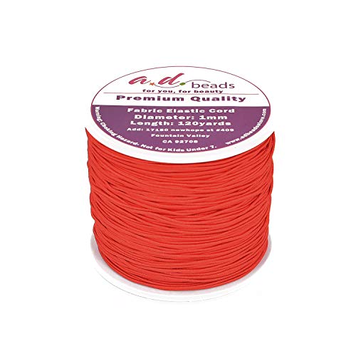 AD Beads 120 Yards 1.0MM Red Elastic Cord for Beading,Bracelets,Jewelry Making,120 Yards (Red) - Image 3