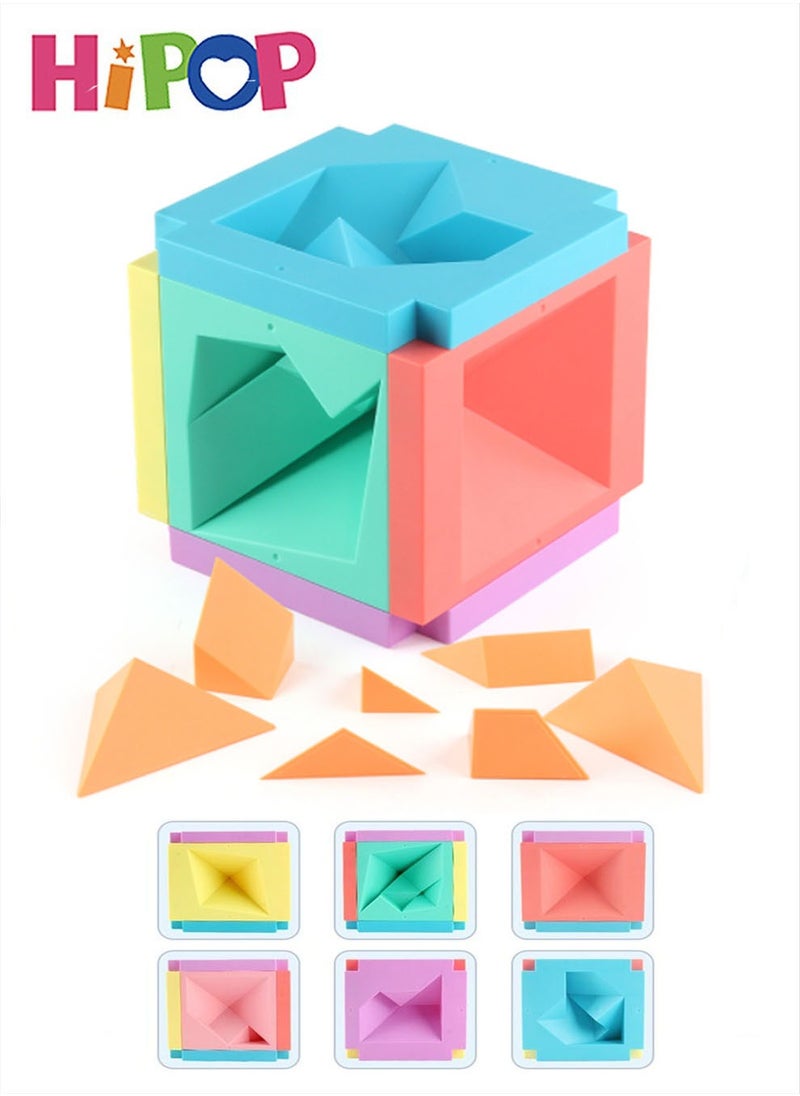 HIPOP Three-Dimensional Tangram, Building Blocks, Filled Rubik's Cube, 6 Different Level Challenges, Fill Up The Blank Space, Educational Toys for Boys/Girls, Fidget Toys For Adults.  - Image 1
