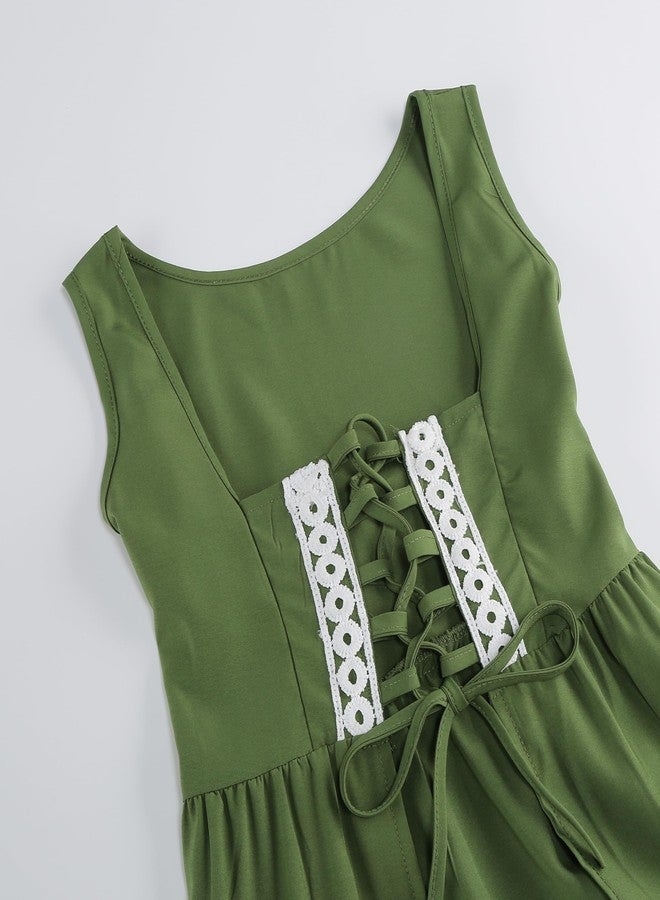 GRAJTCIN Girls Medieval Dress Renaissance Royalty Princess Outfit for Kids Long Sleeve Halloween Costume Set (Green,8-10Y) - Image 4