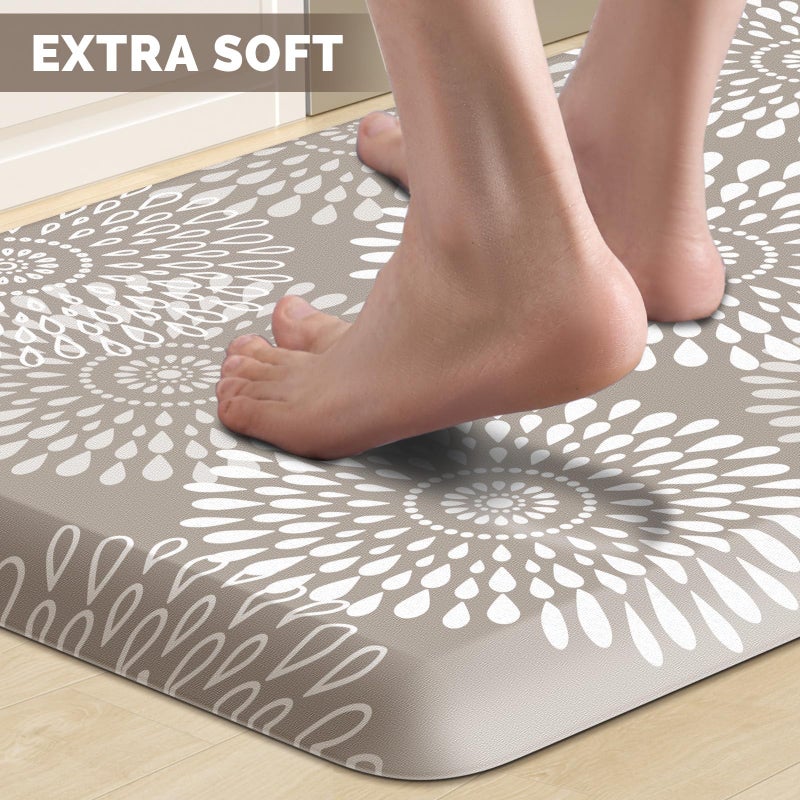LuxStep Kitchen Mat Waterproof Kitchen Rugs for Floor Cushioned Anti-Fatigue Mat Non-Slip Standing Desk Mat Comfort Floor Mats for House Sink Office 17.3" x 28" Khaki - Image 3