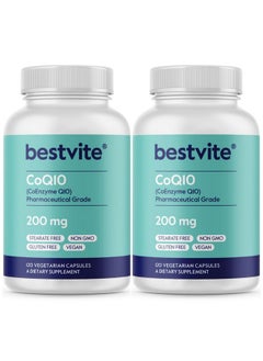 BESTVITE BESTVITE CoQ10 200mg (240 Vegetarian Capsules) (120 x 2) Naturally Fermented - No Stearates - Vegan - Gluten Free - Non GMO  - Image 1